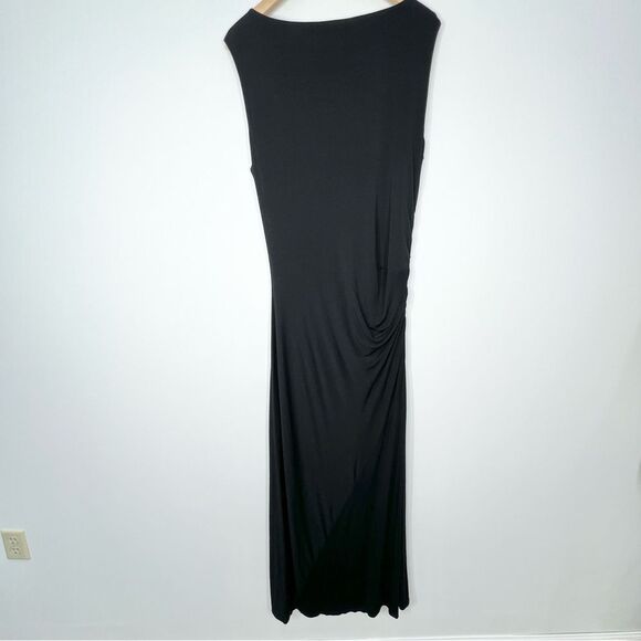 Soft Surroundings Here To Infinity Maxi Dress Sleeveless Black Side Ruching L - Picture 6 of 11